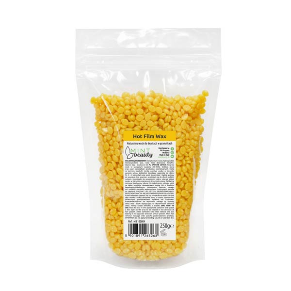 MINTbeauty Hot Film Wax Natural 250g, wosk twardy do depilacji w granulkach, naturalny